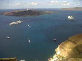Taken from terrace of my hotel of Volcano Santorini island